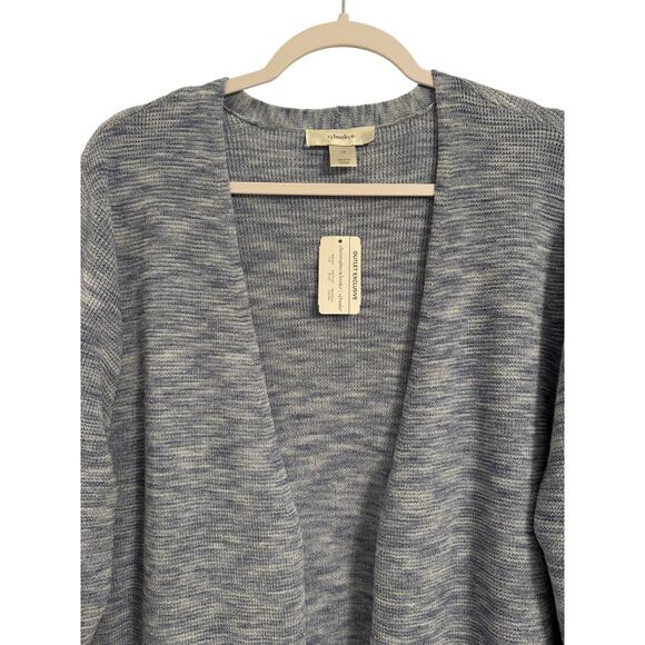 CJ Banks NWT Women's 1X Cottagecore Blue Knit Open Front Longline Cardigan - Picture 3 of 11